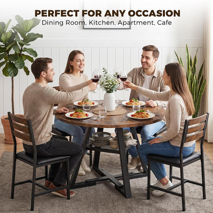 round Dining Table for 4,Kitchen Dining Room Circle Dinner Pedestal Table,Space Saving Wood Kitchen & Dining Room Furniture (Vintage, 46In)2