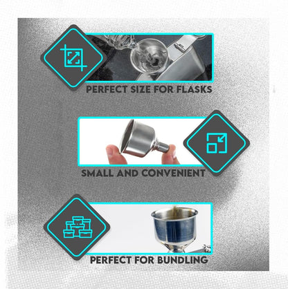Stainless Steel Funnel for Flasks Bottles and Mini Bottles, Small Steel Drink Funnel for Filling Drinking Liquor Flask, Transferring Oil, Juice, Milk -HQ9310