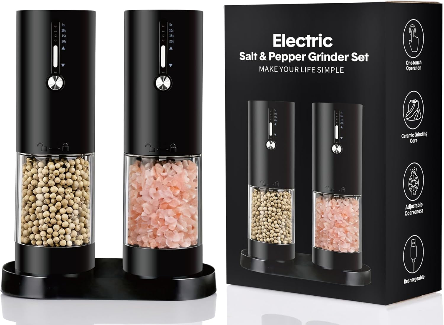 2pack-electric-salt-pepper-grinder-set-one-touch-operation-adjustable-coarseness-ceramic-grinding-core-usb-rechargeable-with-led-light-for-kitchen-restaurant-outdoor-black-black-black