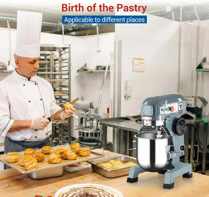 Heavy Duty Commercial Stand Mixer 20QT, 1100W Stainless Steel Mixing Bowl, 3 Speed Electric Mixer with Dough Hook, Whisk, Beater & Safety Guard for Bakery, Pizzeria, Restaurant – 20QT5