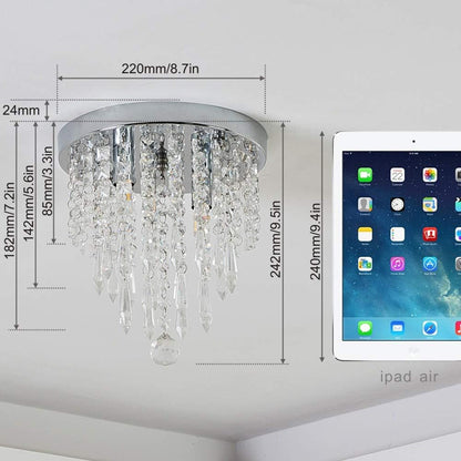 Mini Chandelier, Crystal Chandelier Lighting, 2 Lights, Flush Mount Ceiling Light, H10.4'' X W8.66'' Modern Chandelier Lighting Fixture for Bedroom, Hallway, Bar, Kitchen, Bathroom4