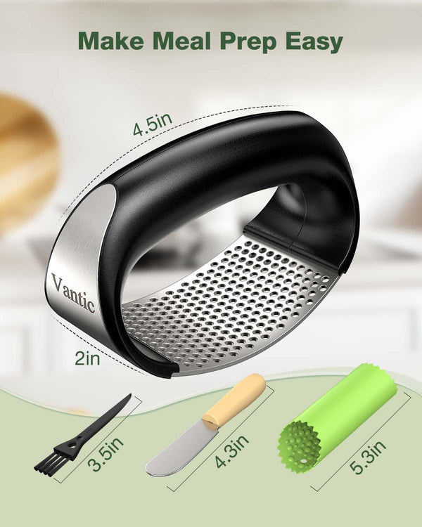 Garlic Press Rocker - Stainless Steel Garlic Crusher, Mincer and Chopper with Peeler & Scraper, Easy Kitchen Gadget for Effortless Smashing6