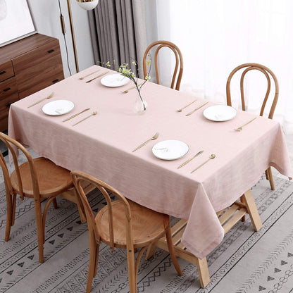 Lux Faux Linen Table Cloth with Slubby Texture Wrinkle Resistant Anti-Shrink Soft Tablecloth for Kitchen Dining Tabletop for Buffet Banquet Parties Event Dinner Rectangle 52 X 70 Inch Blush3