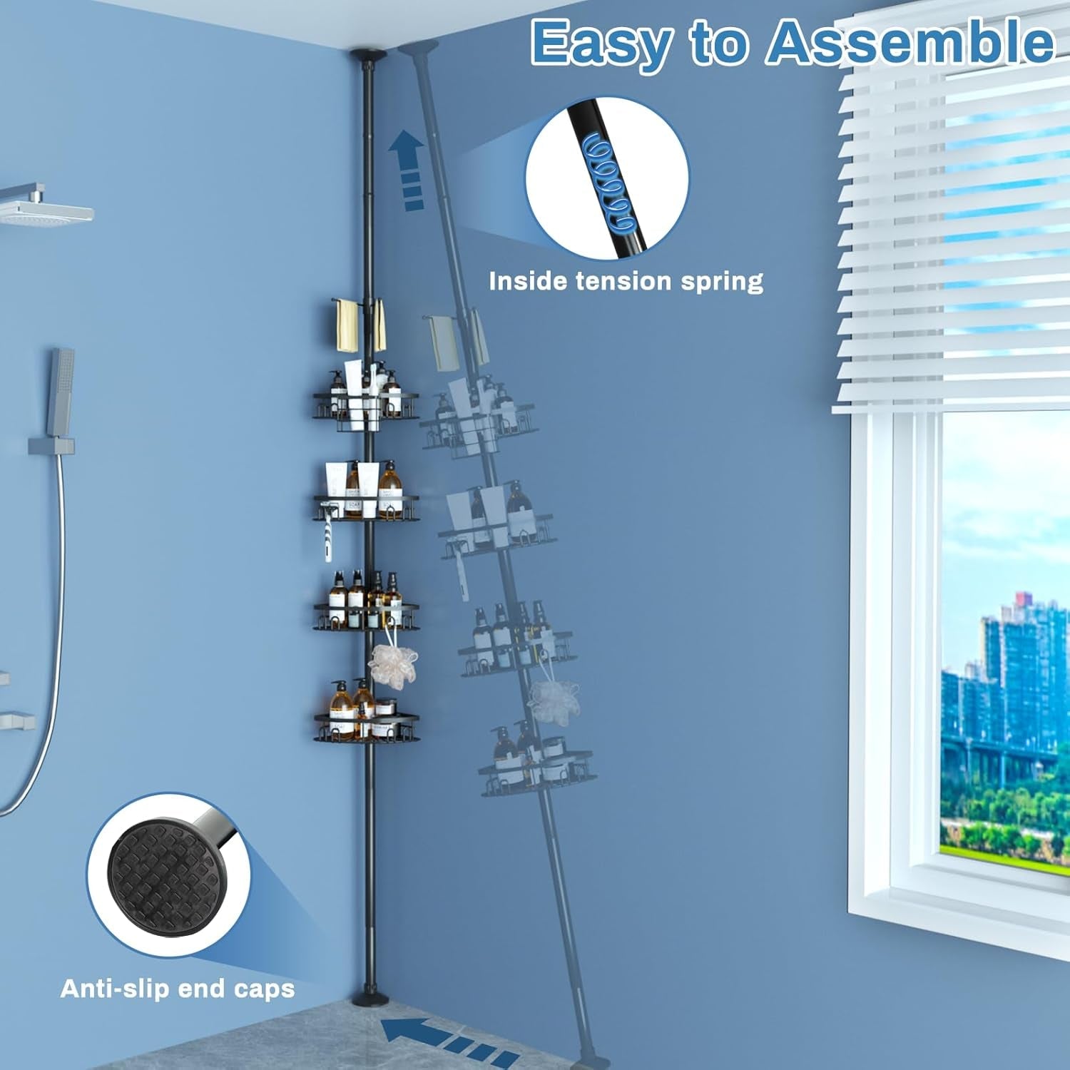 rustproof-corner-shower-caddy-freestanding-tension-pole-4-large-baskets-for-bathtub-shampoo-storage-organizer-bathroom-height-adjustable-shelves-from-23-6-to-114-5-inch-with-towel-bar