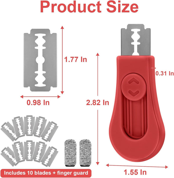 2 Pack Bread Lame Dough Scoring Tool Set, Professional Sourdough Scoring Tool & Bread Scorer with 10 Razor Blades, Finger Protectors Bread Razor for Artisan Baking Red/Blue3