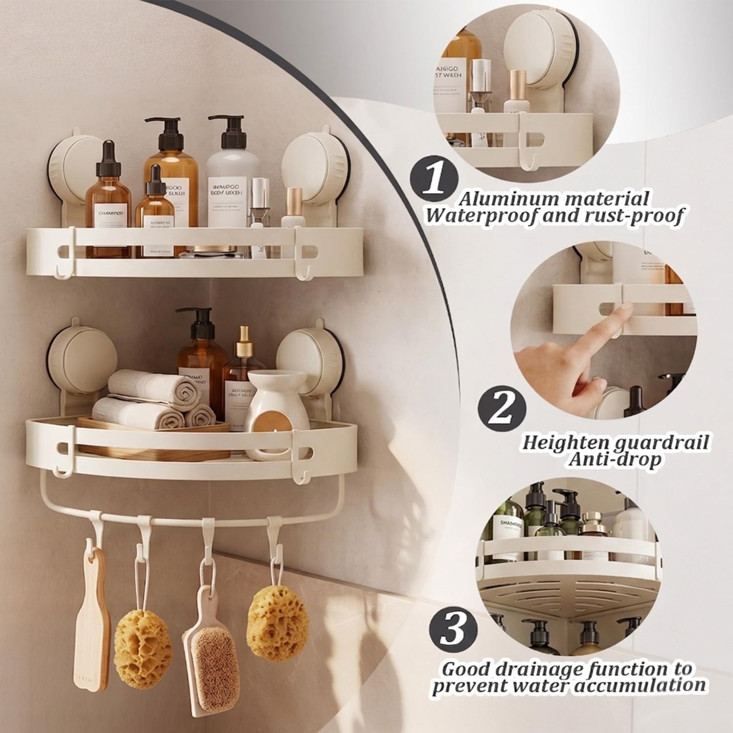 suction-cup-shower-caddy2-pack-cream-white-single-1-77-inches-high-no-drilling-aluminum-bathroom-organizer-with-towel-bar-hooks-moder-wall-shower-shelf-and-storage-decor
