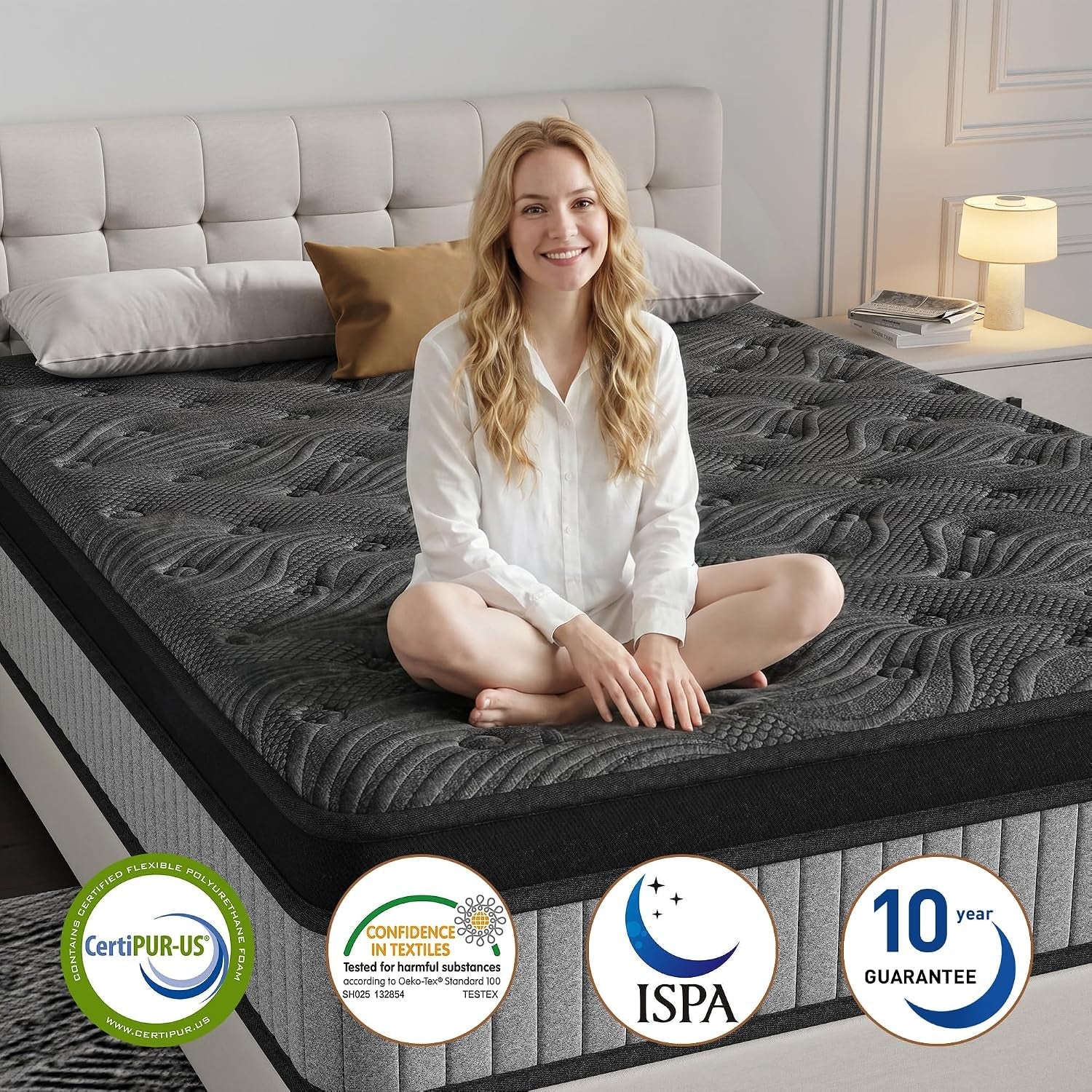 queen-size-14-inch-hybrid-mattress-in-a-box-medium-firm-black-and-gray-fabric-cover-with-pocket-spring-and-memory-foam-breathable-supportive-cool-sleep-for-back-side-stomach-sleepers
