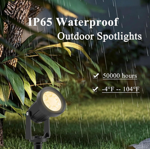 Solar Warm White Spotlight Outdoor, 3000K Landscape Spot Lights, IP65 Waterproof Garden Lighting LED Lights for Lawn Lamp Yard Decoration with Stakes(2 in 1)4