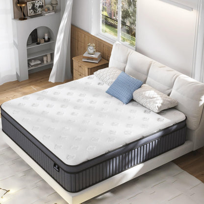 14 Inch Medium Firm King Size Mattress [Upgraded] King Hybrid Mattresses in a Box with Gel Memory Foam & Pocket Springs, Strong Edge Support,Pressure Relief,Certipur-Us,365-Night Trial1