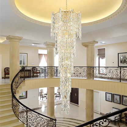 79" Large High Ceiling Chandelier, 21-Light Gold Long Staircase Chandeliers Luxury Foyer Chandelier Top K9 Crystal Tiered Ceiling Light Fixture for Staircase Entryway Hallway Living Room5