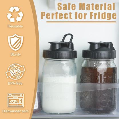 Pour Spout Lids for Ball Wide Mouth Mason Jars, Airtight Canning Jar Flip Cap Top Lid for Drinking, Salad, Dressing Pouring, Leak-Proof, Pack of 45