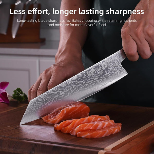 9 Inch Japanese Kiritsuke Knife, Sharp Cuchillos Japoneses, Damascus Kitchen Knife for Professional & Home Chefs (BLACK-ROSE Series)6