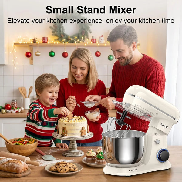 4QT Electric Stand Mixer, 10-Speed Tilt-Head Compact Kitchen Mixer | Multiple Stylish Colors | Food Mixer with Dough Hook & Beater & Whisk | for Cake & Bread | Dishwasher-Safe | Beige4