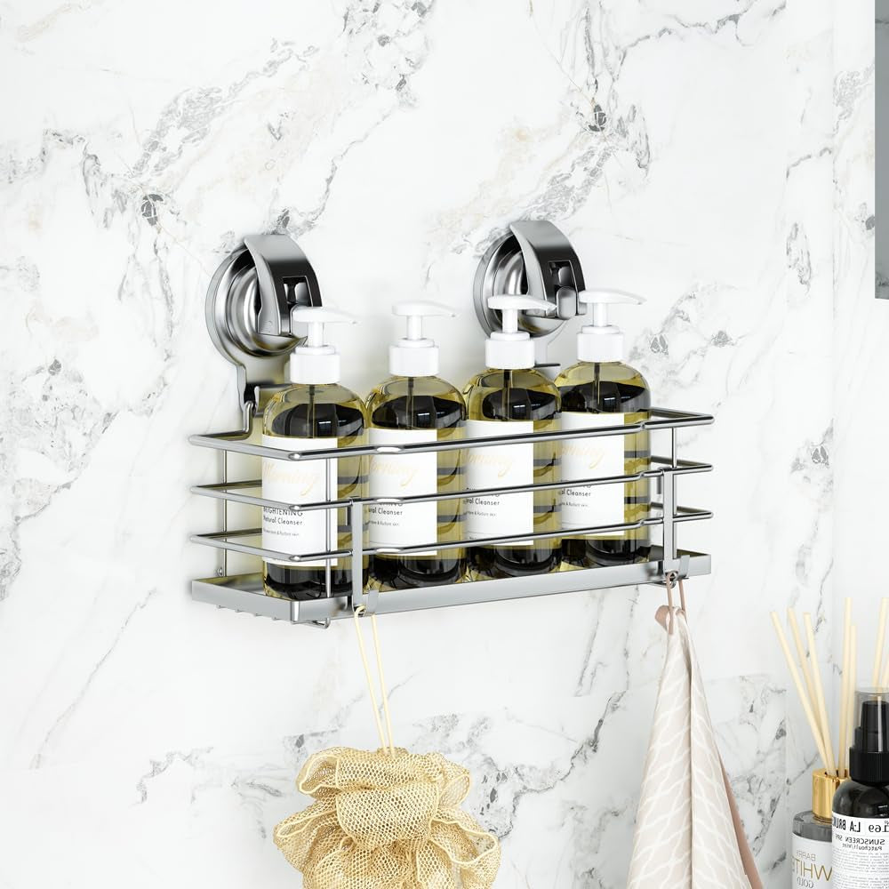 suction-cup-shower-caddy-shower-shelf-soap-dish-with-hooks-for-razor-sponge-rust-proof-304-stainless-steel-silver