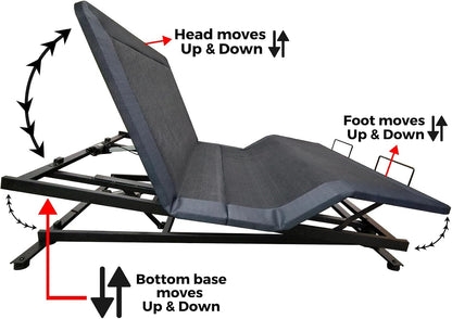 Full Body Incline Adjustable Bed Frame, Power Adjustable Base for Side Sleepers, Timed Massage, Anti-Snore, California King3