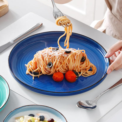 Bonita Blue Dinnerware Sets, Plates and Bowls Set for 4, 12 Pieces Stoneware Dinnerware Set, Dishwasher and Microwave Safe5