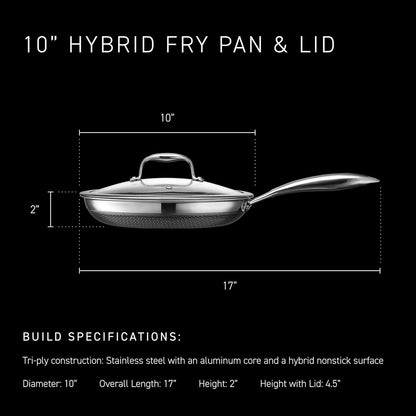 Hexclad 10" Hybrid Nonstick Frying Pan with Lid, Dishwasher & Oven Safe | Stay-Cool Handles, Dishwasher and Oven Safe up to 900°F, Compatible with All Cooktops3
