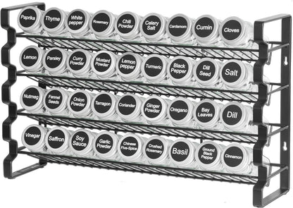 Spice Rack Organizer for Cabinet, Spice Organizer with 36 Empty Spice Jars, Lids, Spice Labels, and Funnel Complete Set, Seasoning Organizer for Countertop, Kitchen, Pantry, Cupboard, 18X11 In9