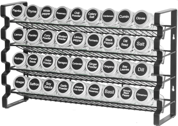 Spice Rack Organizer for Cabinet, Spice Organizer with 36 Empty Spice Jars, Lids, Spice Labels, and Funnel Complete Set, Seasoning Organizer for Countertop, Kitchen, Pantry, Cupboard, 18X11 In9