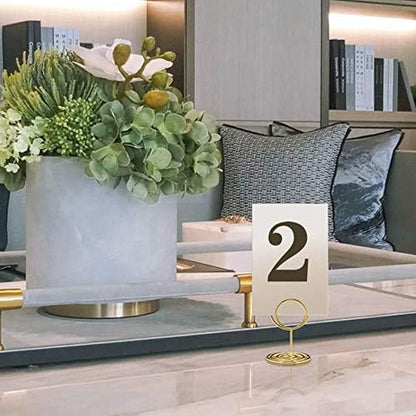 20Pcs Mini Place Card Holders, Cute Table Number Holders, Small Size Table Card Holder Tables Number Stands, Wire Photo Picture Menu Clips for Wedding Centerpieces, Anniversary Party (Gold)6