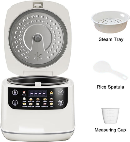 Portable Digital Rice Cooker, 6-Cup (Uncooked)/12-Cup (Cooked) Small Rice Maker with Steaming Basket, Mini Rice Cooker with 2L Removable Nonstick Inner Pot, 10 Menu Options, Auto Keep Warm, 24 Hour Delay Timer, White4