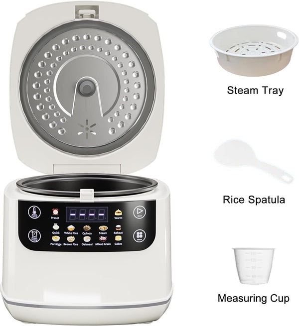 Portable Digital Rice Cooker, 6-Cup (Uncooked)/12-Cup (Cooked) Small Rice Maker with Steaming Basket, Mini Rice Cooker with 2L Removable Nonstick Inner Pot, 10 Menu Options, Auto Keep Warm, 24 Hour Delay Timer, White4
