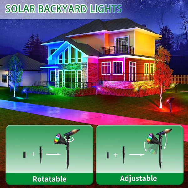Halloween Solar Spot Lights Outdoor Ideal Xmas Decor for Landscape-Rgb-2P9