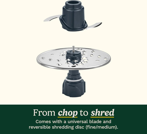5‑Cup Chop & Shred Food Processor, Compact Food Chopper, Easy‑Store Design, Silver FP-58