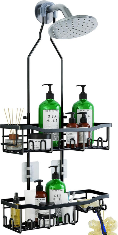 Upgraded Extended Length Shower Organizer with Hooks, Rustproof Shampoo Soap Holder, Large Hanging Bathroom Caddy1