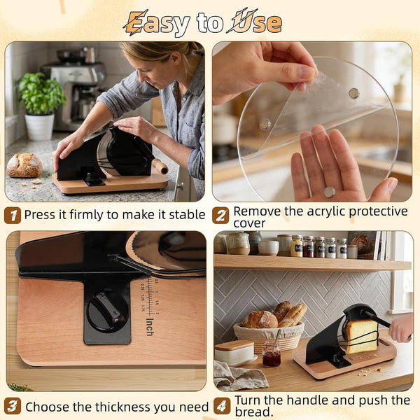 Manual Bread Slicer for Homemade Bread with 20 Bags and Acrylic Cover7