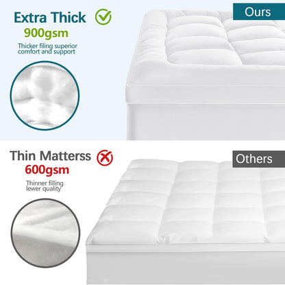 Twin XL Mattress Topper - Soft Cooling Mattress Pad for College Dorm Room Essentials - Extra Thick Long Protector Cover for Back Pain, Single Bed Topper Pillow Top with 8''-21'' Deep Pocket2