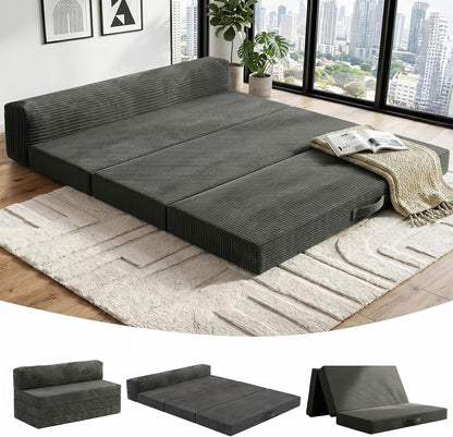 6 Inch Tri-Fold Memory Foam Mattress Queen Size, 5 in 1 Convertible Sofa Bed, Foldable Floor Futon Sleeper Couch with Washable Cover & High-Density Foam, Portable Guest Bed for Living Room1