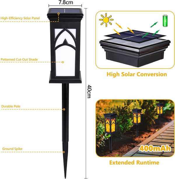 Solar Lights Outdoor, 6 Pack Solar Torch Light with Flickering Flame6