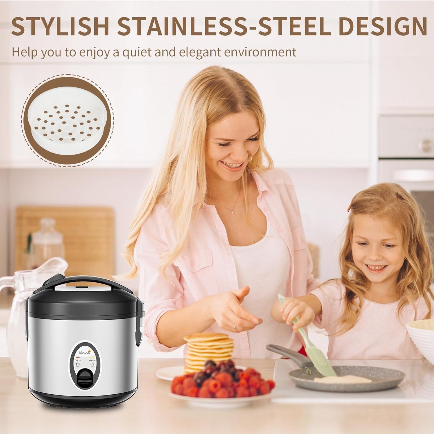 stainless-steel-rice-cooker-with-steamer-4-cup-uncooked-1-0l-8-cup-cooked-electric-grain-vegetable-cooker-auto-keep-warm-for-oatmeal-soups-multicooking