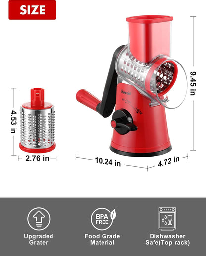 Rotary Cheese Grater Hand Crank, Cheese Shredder Vegetable Slicer7