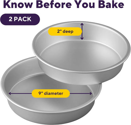 Aluminum round Cake Pan Set, Made without PFAS, 9 X 2 in | Natural Anodized Aluminum Bakeware, Even Heating & Rust-Resistant, Dishwasher Safe, Perfect for Tiered & Layered Cakes3