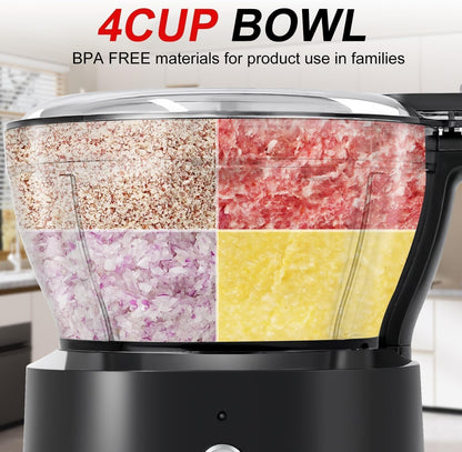 Food Processor Electric Food Chopper with 4.5-Cup(1000Ml) Vegetable Chopper & Meat Grinder,Bpa Free, Stainless Steel Blade for Chopp, Slice, Mince, Grind, and Puree, for Baby Food & Family Use | Vegetable Chopper & Meat Grinder BPA Free, Stainless Steel B5