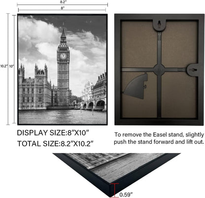 Front Loading Black Picture Frame 8X10 Set of 5 Wall and Table Mounting2