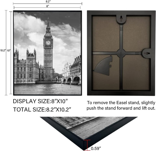 Front Loading Black Picture Frame 8X10 Set of 5 Wall and Table Mounting2