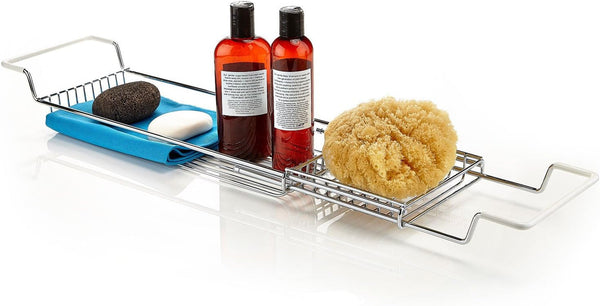 Stainless Steel Expandable Shower Bathtub Tray over the Clawfoot Tub Bath Caddy1