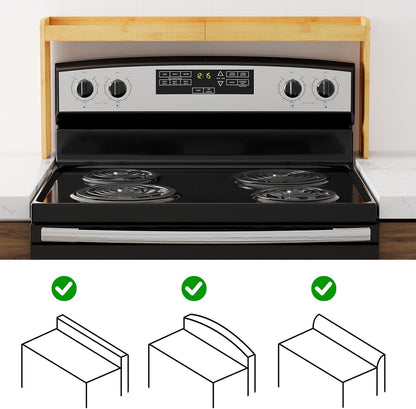 Bamboo over the Stove Spice Holder Shelf, 31.5" Kitchen Organizer Stove Spice Top Rack, 11.6" Height Countertop Storage, over Oven Back Sink Organization Shelf, Natural4