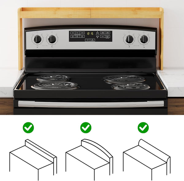 Bamboo over the Stove Spice Holder Shelf, 31.5" Kitchen Organizer Stove Spice Top Rack, 11.6" Height Countertop Storage, over Oven Back Sink Organization Shelf, Natural4