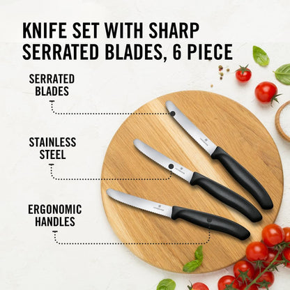 Victorinox Swiss Classic Tomato and Table Knife Set Serrated Blade, Black3