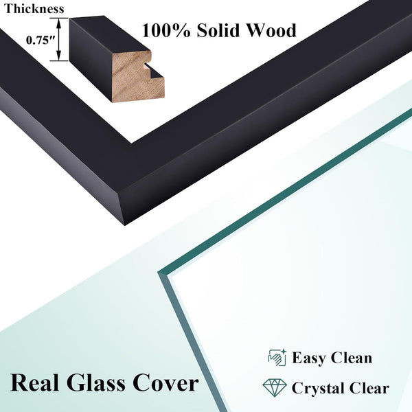 5X7 Solid Wood Picture Frame with Real Glass Cover Black7