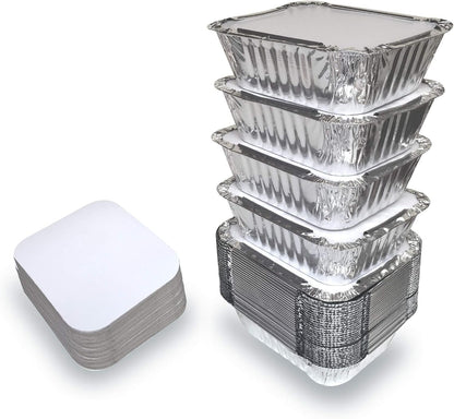 55 Pack - Aluminum Pan/Containers with Lids/Foil Containers/Aluminum Pans with Lids/Take Out Containers/Disposable Pans/Aluminum Foil Food Containers/Freezer Meals Containers (1 LB)1