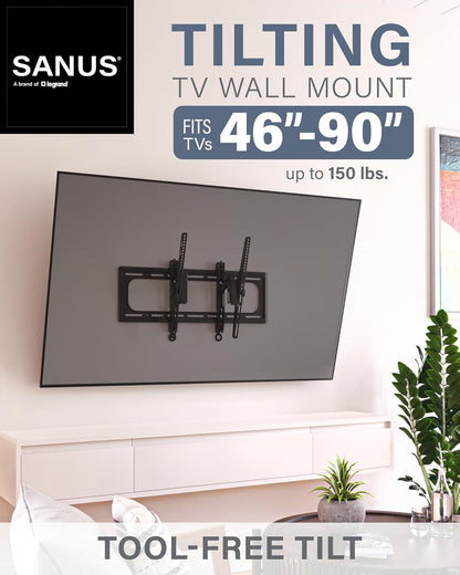 Tilting TV Wall Mount for 46" - 90” Tvs or 150Lbs - Premium Tilt Mount W/Universal Fit - Smooth 5.7" Extension Allows for Cable Management - Includes Hardware & Drill Template for Easy Install2