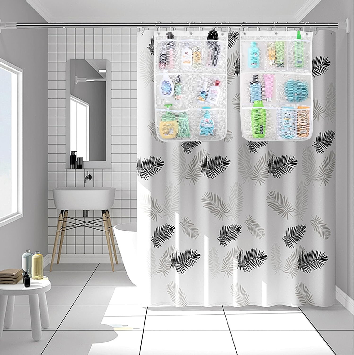 2-pack-hanging-mesh-shower-caddy-7-pockets-quick-dry-shower-organizer