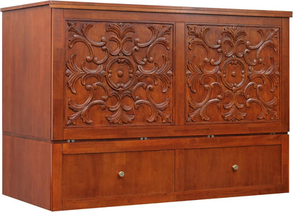 Domabella Murphy Cabinet Bed with Charging Station 8 Inch, Queen (Cherry)9