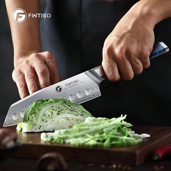 7" Santoku Knife, S35VN Powder Steel Core Japanese Chef Knife7