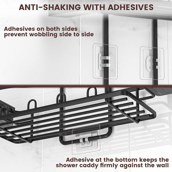 Rustproof Shower Caddy Hanging with Soap Holders for Bathroom, Black4